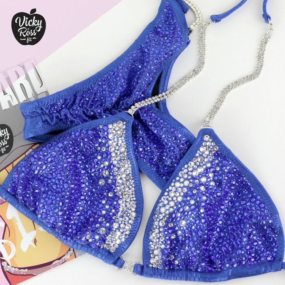 Sapphire Blue Pro Angel Bikini Competition Suit Gem